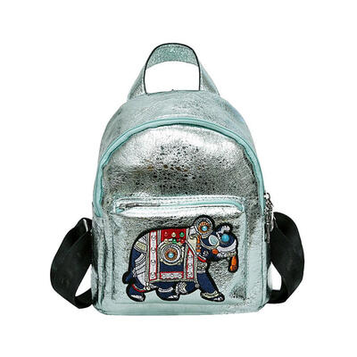 

Women Mini Backpack School Bags PU Leather Cartoon Embroidery Shoulder Bag