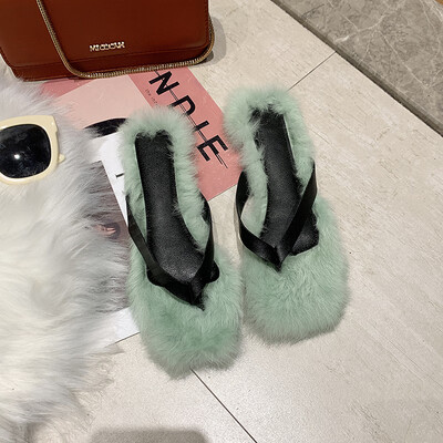 

Fashion 100 sets flat sole with the same type of wool flip-flop slippers wool slippers&womens autumn slippers for outwear