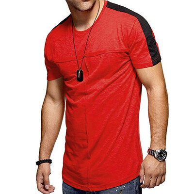 

Toponeto Summer Mens Fashion Casual Letter Solid Color Splice Short Sleeve T-Shirt Blouse