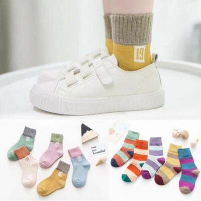 

Sport Girls Boys 5 Pairs Childrens Kids Toddler Soft Socks Designer Striped