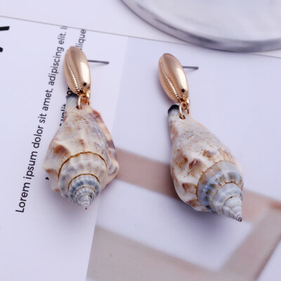 

EK649 Big Shell Drop Earrings For Women Creative Starfish Conch Cowrie Hanging Brincos Statement Earrings Boho Beach Jewelry