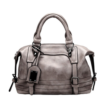 

Retro Solid Color Faux Leather Women Tote Handbag Crossbody Shoulder Boston Bag
