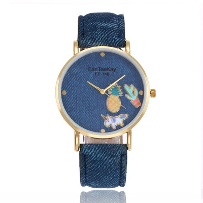 

European&American trend casual ladies belt watch imitation denim
