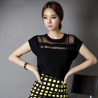 

2018 Summer Ladies Black Tops Chiffon Shirts Blouses Women Sheer Cheap Clothes China Femininas Camisas Clothing Female Plus Size