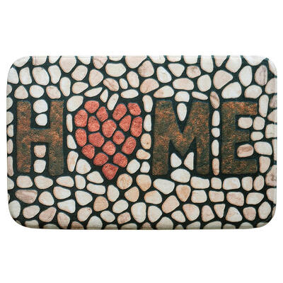 

Non-Slip Pebble Print Flannel Carpet Cobble Stone Rug Room Soft Floor Mat