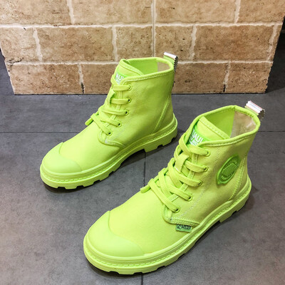 

Candy color high-heeled canvas shoes womens short boots spring&autumn single boots Korean version of the horse Dings boo