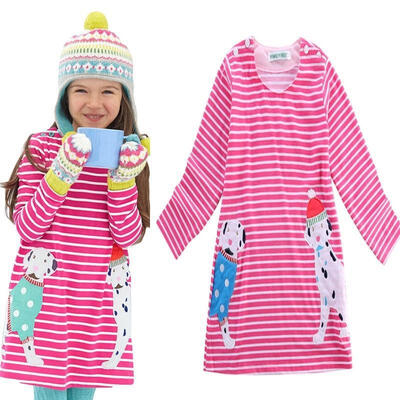 

Toddler Baby Girls Striped Dress Long Sleeve Princess Party Dresses Kids Clothes