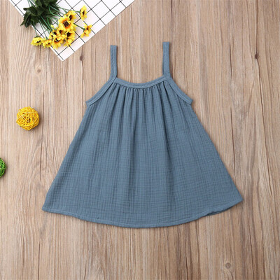 

Toddler Baby Kids Girls Sleevless Ruched Solid Dress Casual Clothes