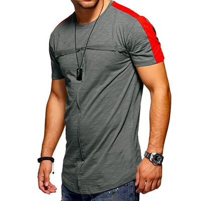 

Toponeto Summer Mens Fashion Casual Letter Solid Color Splice Short Sleeve T-Shirt Blouse
