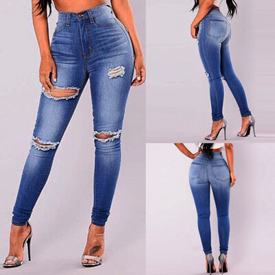 

Gobestart Womens Hollow Straight-barrel Tight-legged Jeans