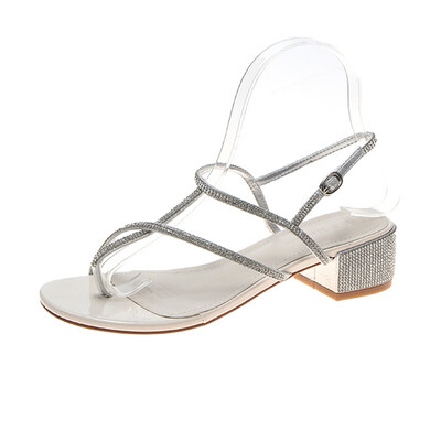 

Sandals female summer fairy wind ins tide Joker fashion thick rhinestone ladies high heels