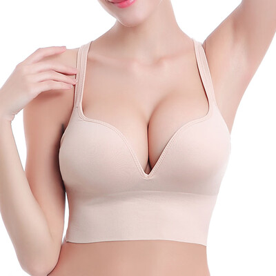 

Toponeto New Fashion Women Sports Bra Gather Vest Wireless Running Fitness Underwear