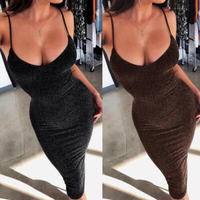 

US Womens Bodycon Cocktail Ladies Slim Party Pencil Midi Evening Club Dress