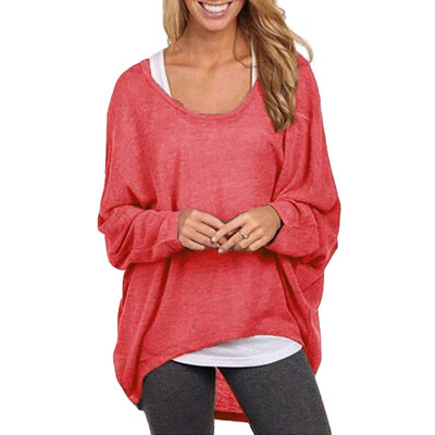 

Loose T-shirt Women fake 2 pieces Tops Solid Color Ladies Autumn T-shirts O-Neck Long Sleeve T-shirts Casual female Tops