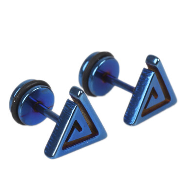 

1pc Unisex Hypoallergenic Maze Triangle Titanium Steel Ear Stud Earring Jewelry