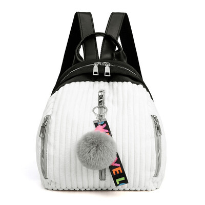 

Corduroy Backpack Travel Bag Dual-purpose GirlsBookbag Cloth Bag Campus Korean Version Baitao Pure Color