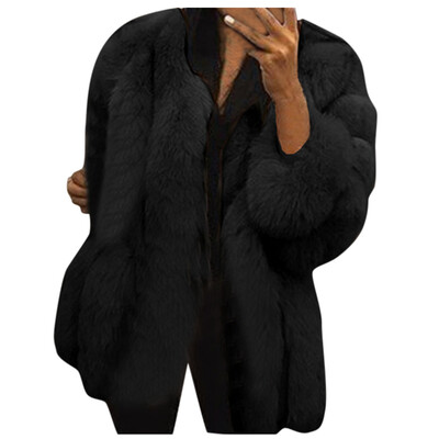 

Toponeto Women Plus Size Short Faux Fur Coat Warm Furry Jacket Long Sleeve Outerwear