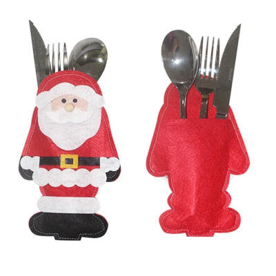 

Santa Claus Christmas Cutlery Holder Bags Fork Spoon Pockets Christmas Decor