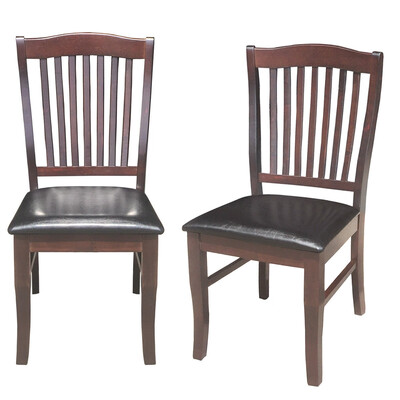 

Set of 2 Armless Slat Back PU Leather Dining Chairs-Coffee