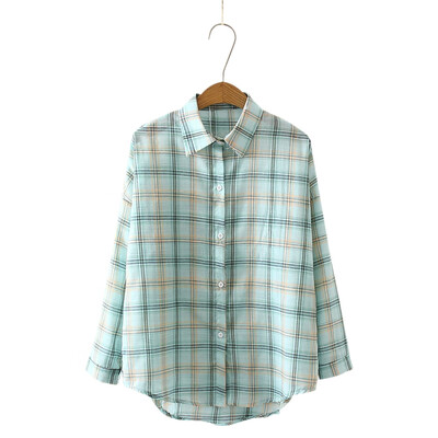 

Fashion Plaid Long Sleeve Womens Tops&Blouses Female Casual Turn-down Collar Shirts Blusas Korean Women Loose Blouse