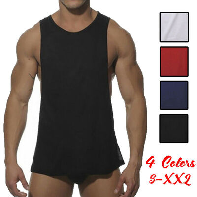

Mens Plain Workout Vest Tank Top Bodybuilding Gym Muscle Fitness shirt NEW