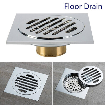 

Shower Laundry Floor Drain Brass Chrome Square Bathroom Kitchen Wetroom 10x10cm