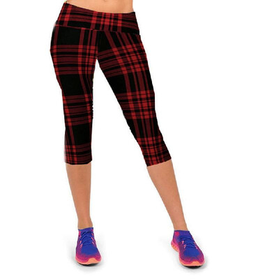 

Fashion Women Lady Cropped Trousers Vintage Print Elastic Waist Gym Wear Yoga Capri Pants
