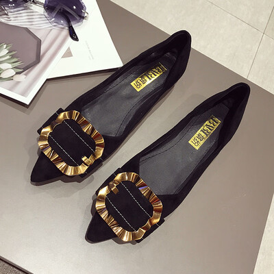 

Single-shoe Korean Korean-style light-mouth metal square-button fashionable moccasin-gommino