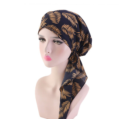 

10 Colors Muslim Women Print Turban Hijab Hat Cancer Chemo Cap For Hair Loss Head Scarf