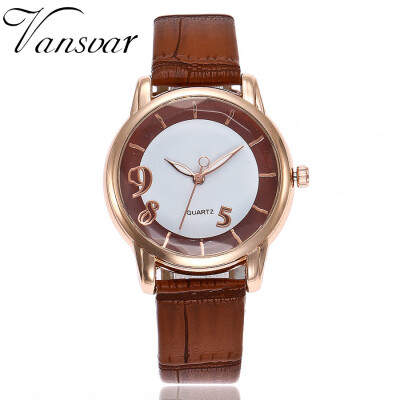 

Vansvar Womens Clock Quartz Leather watch New Fashion Ladies Wristwatches Analog Quartz Watch relogio feminino reloj mujer 533