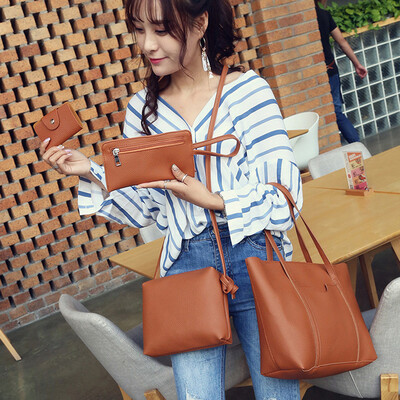 

Tailored Women Four Set Handbag Shoulder Bags Four Pieces Tote Bag Crossbody Wallet