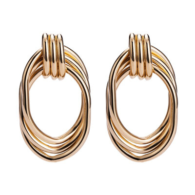 

2019 Fashion Gold Metal Round Disc Statement Earrings for Women Bijoux Brincos Party Gift Big Circle Drop Dangle Earring
