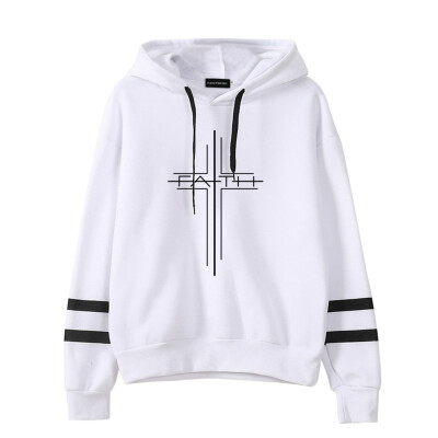 

New Women Printed Sweatshirt Faith Cross Graphic Pullover Hoodie Loose Casual Hooded Female Hoodie