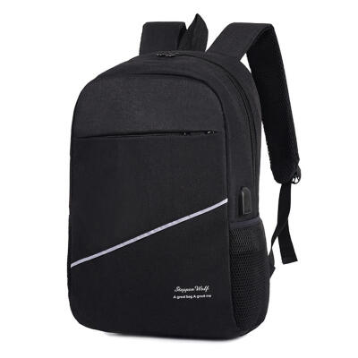 

3pcsset Solid Color Backpacks Preppy Style Men School Laptop USB Knapsack