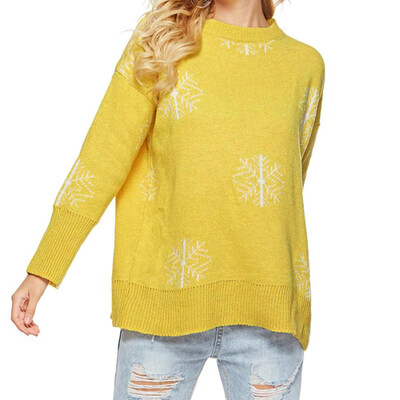 

〖Follure〗Women Knitted Winter Printing Round Neck Long Sleeve Loose Sweater BW