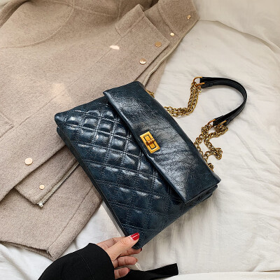 

Net red high sense small bag female 2019 new wave Korean version of the wild texture Messenger bag Lingge chain shoulder bag