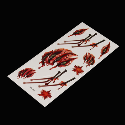 

〖Follure〗Halloween Scary Scar Tattoos Wound Scab Blood Temporary Tattoos Sticker
