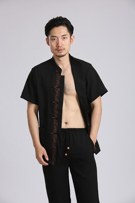 

FUMEITOU Male Tang suit summer short sleeve pants top suit 12304