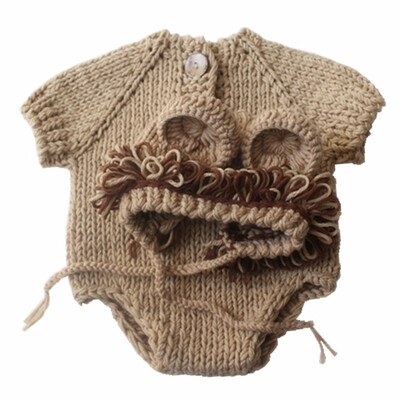 

Cartoon Lion Style Breathable Knitting Wool Hat Clothes Suit Newborn Photography Outfits Clothes