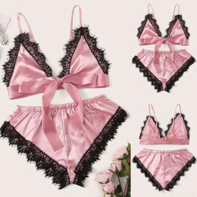 

Women Lady Sexy Lace Sleepwear Satin Nightwear Lingerie Pajamas Suit Size -XL