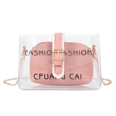 

2pcsset Clear Chain Crossbody Clutch Women Shoulder Messenger Handbags