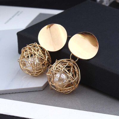 

New Brand Design Gold Color Wild Simulated Pearl Earrings For Women Personality Geometric Female Elegant Earring Accessories