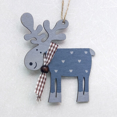 

Gobestart Painted Wood Elk Pendant Christmas Tree Decoration Xmas Decor Deer Ornaments