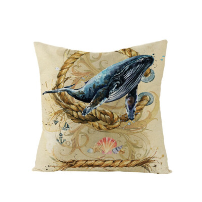 

Ocean Creature Octopus Sea Horse Sea Turtle Home Decor Vintage Pillow Case Square Marine Life Print Pillow Case