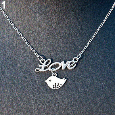 

Women\s Fashion Cute Cutout Branch Leaves Bird Owl Love Charm Short Necklace