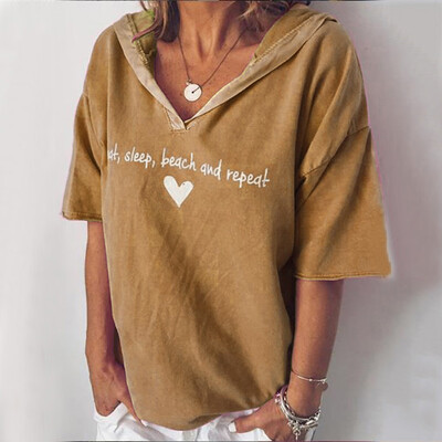 

Starmoon Women Fashion Casual Short Sleeve V-neck Letter Print Tops T-Shirt Blouse