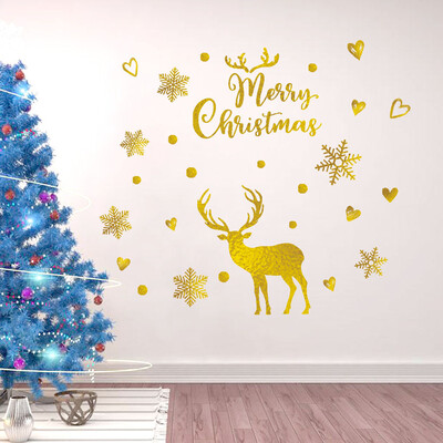 

Siaonvr Merry Christmas Golden Deer PVC Sticker Wall Sticker Living Room Decoration