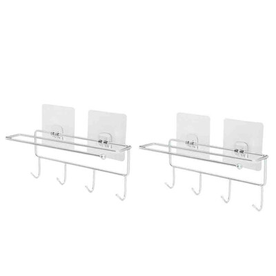 

Toponeto Hanging Drill-free Kitchenware Rack Hooks Iron Storage Holder High Quality 2PC