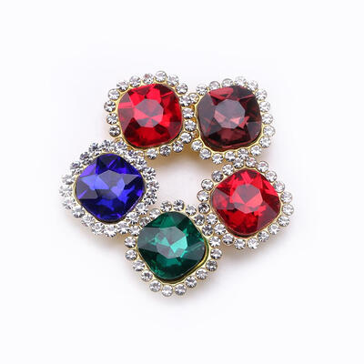 

5pcs 14mm Gold Bottom DIY Square Rhinestones Glitter Nail Sequin Decoration