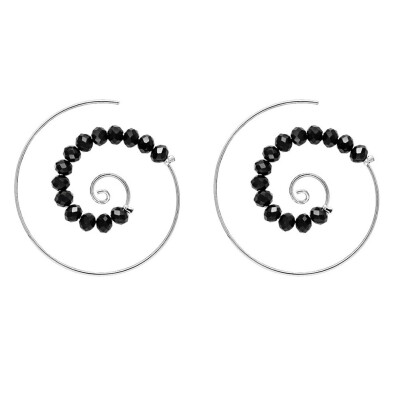 

Unique Chic Circles Round Spiral Black Beads Earrings Hoop Earrings Ear Stud